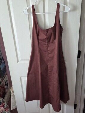 Club Monaco Rust Midi A-Line Dress With Pockets